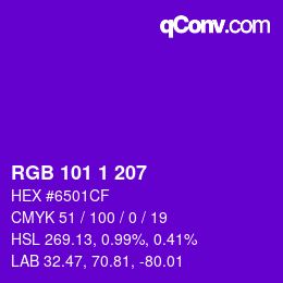 Color code: RGB 101 1 207 | qconv.com
