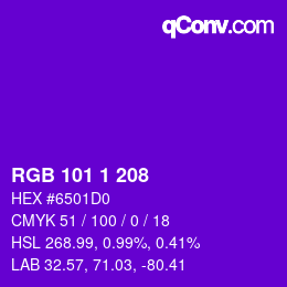 Color code: RGB 101 1 208 | qconv.com