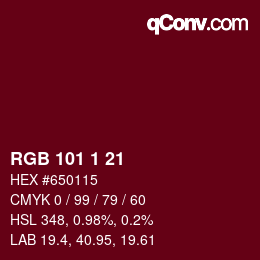 Color code: RGB 101 1 21 | qconv.com