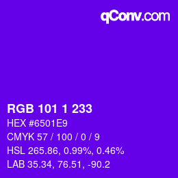 Color code: RGB 101 1 233 | qconv.com
