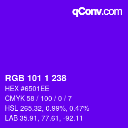 Color code: RGB 101 1 238 | qconv.com