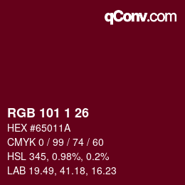 颜色代码: RGB 101 1 26 | qconv.com