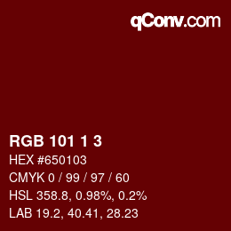 颜色代码: RGB 101 1 3 | qconv.com