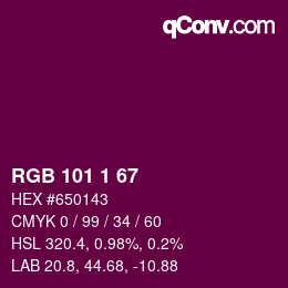 Color code: RGB 101 1 67 | qconv.com