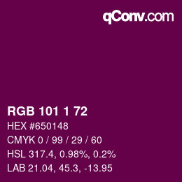 Color code: RGB 101 1 72 | qconv.com