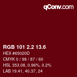 カラーコード: RGB 101 2.2 13.6 | qconv.com