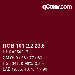 カラーコード: RGB 101 2.2 23.6 | qconv.com