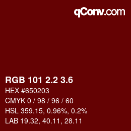 カラーコード: RGB 101 2.2 3.6 | qconv.com
