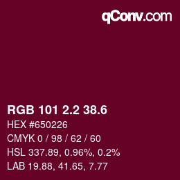 カラーコード: RGB 101 2.2 38.6 | qconv.com