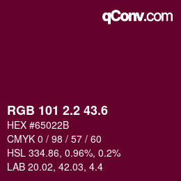 カラーコード: RGB 101 2.2 43.6 | qconv.com