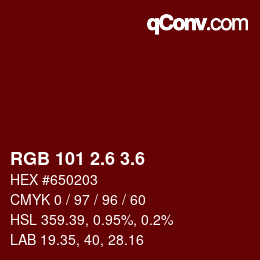 カラーコード: RGB 101 2.6 3.6 | qconv.com