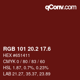 カラーコード: RGB 101 20.2 17.6 | qconv.com