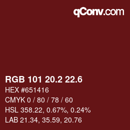 カラーコード: RGB 101 20.2 22.6 | qconv.com