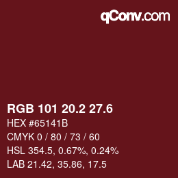 カラーコード: RGB 101 20.2 27.6 | qconv.com