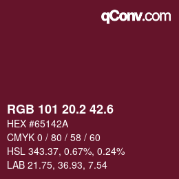 カラーコード: RGB 101 20.2 42.6 | qconv.com