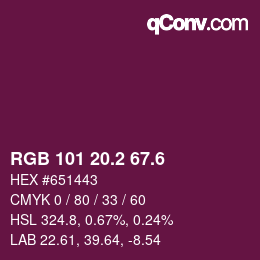 カラーコード: RGB 101 20.2 67.6 | qconv.com