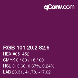 カラーコード: RGB 101 20.2 82.6 | qconv.com