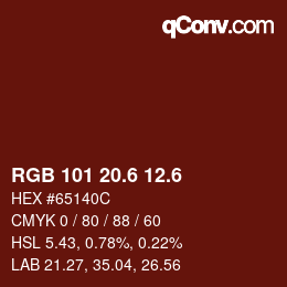 カラーコード: RGB 101 20.6 12.6 | qconv.com