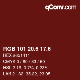 カラーコード: RGB 101 20.6 17.6 | qconv.com