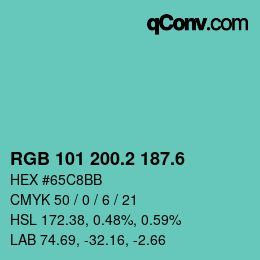 カラーコード: RGB 101 200.2 187.6 | qconv.com