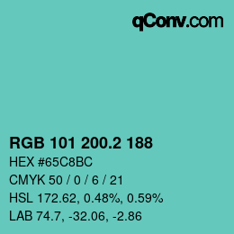 カラーコード: RGB 101 200.2 188 | qconv.com