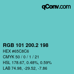 カラーコード: RGB 101 200.2 198 | qconv.com