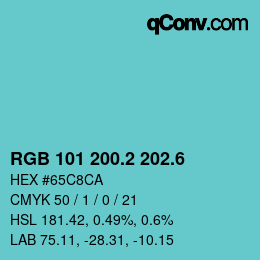 カラーコード: RGB 101 200.2 202.6 | qconv.com