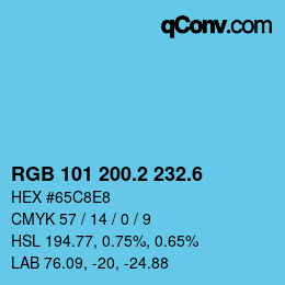 カラーコード: RGB 101 200.2 232.6 | qconv.com