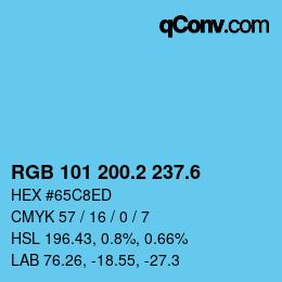 カラーコード: RGB 101 200.2 237.6 | qconv.com