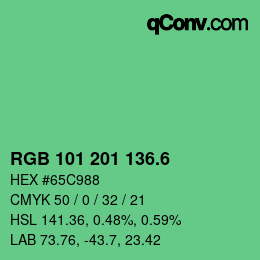カラーコード: RGB 101 201 136.6 | qconv.com