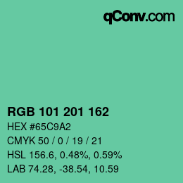 カラーコード: RGB 101 201 162 | qconv.com
