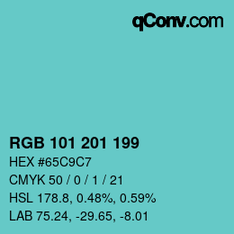 Color code: RGB 101 201 199 | qconv.com