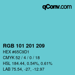 カラーコード: RGB 101 201 209 | qconv.com