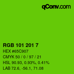 Color code: RGB 101 201 7 | qconv.com