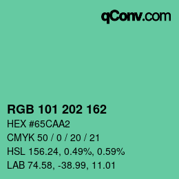 Color code: RGB 101 202 162 | qconv.com