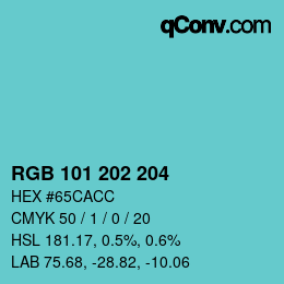 Color code: RGB 101 202 204 | qconv.com