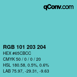 Color code: RGB 101 203 204 | qconv.com