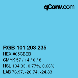 Color code: RGB 101 203 235 | qconv.com