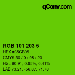 Color code: RGB 101 203 5 | qconv.com