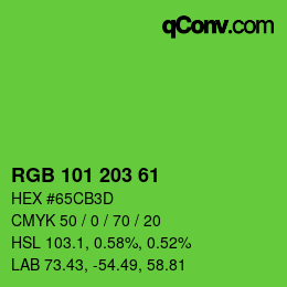 Color code: RGB 101 203 61 | qconv.com