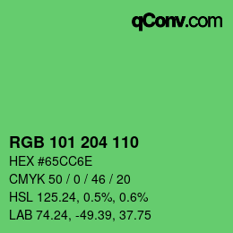 カラーコード: RGB 101 204 110 | qconv.com