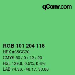 Color code: RGB 101 204 118 | qconv.com