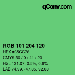 Color code: RGB 101 204 120 | qconv.com