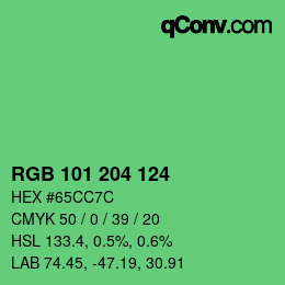 Color code: RGB 101 204 124 | qconv.com