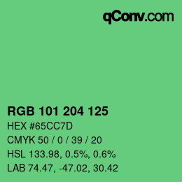 Color code: RGB 101 204 125 | qconv.com