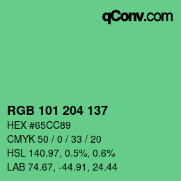Color code: RGB 101 204 137 | qconv.com