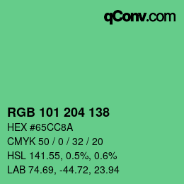 Color code: RGB 101 204 138 | qconv.com