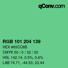 Color code: RGB 101 204 139 | qconv.com