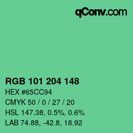 Color code: RGB 101 204 148 | qconv.com