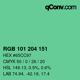 Color code: RGB 101 204 151 | qconv.com